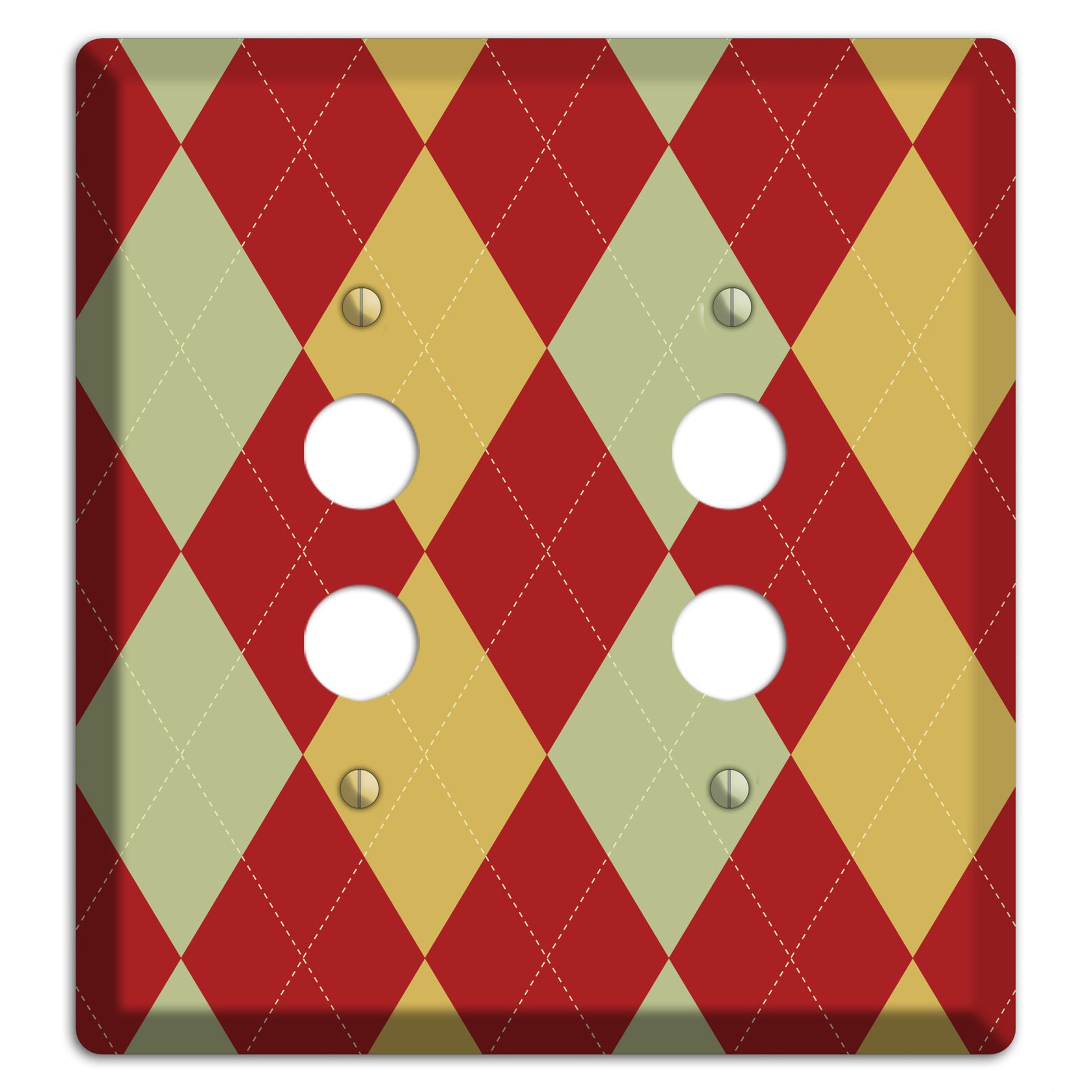 Burnt Orange and Light Green Argyle 2 Pushbutton Wallplate