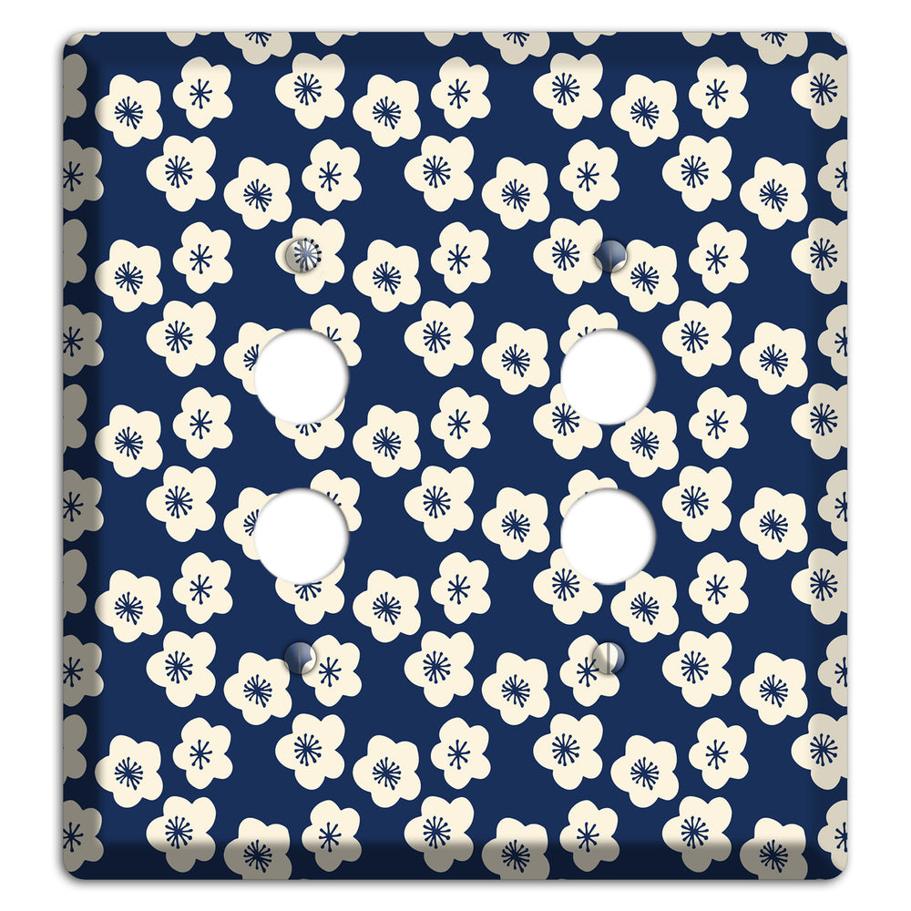 Navy Blossoms 2 Pushbutton Wallplate