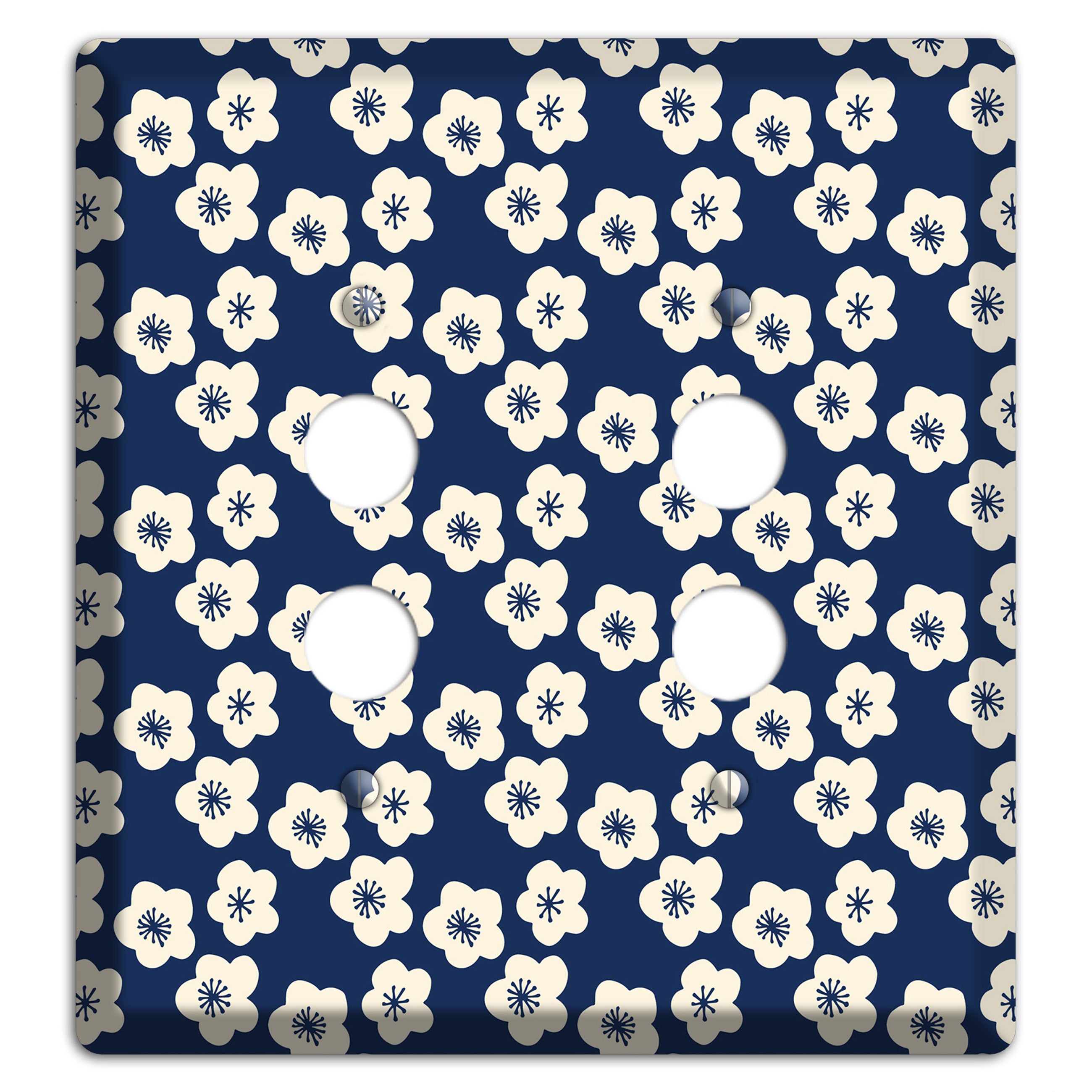 Navy Blossoms 2 Pushbutton Wallplate