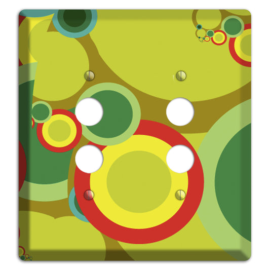 Green and Yellow Abstract Circles 2 Pushbutton Wallplate
