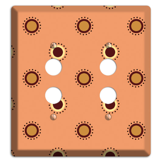 Coral with Multi Brown Suzani Dots 2 Pushbutton Wallplate