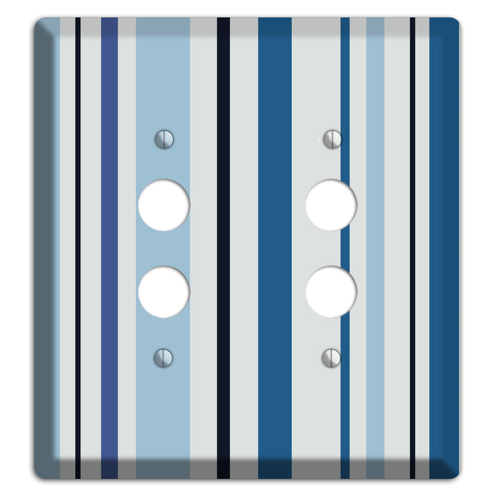 Multi White and Blue Vertical Stripe 2 Pushbutton Wallplate