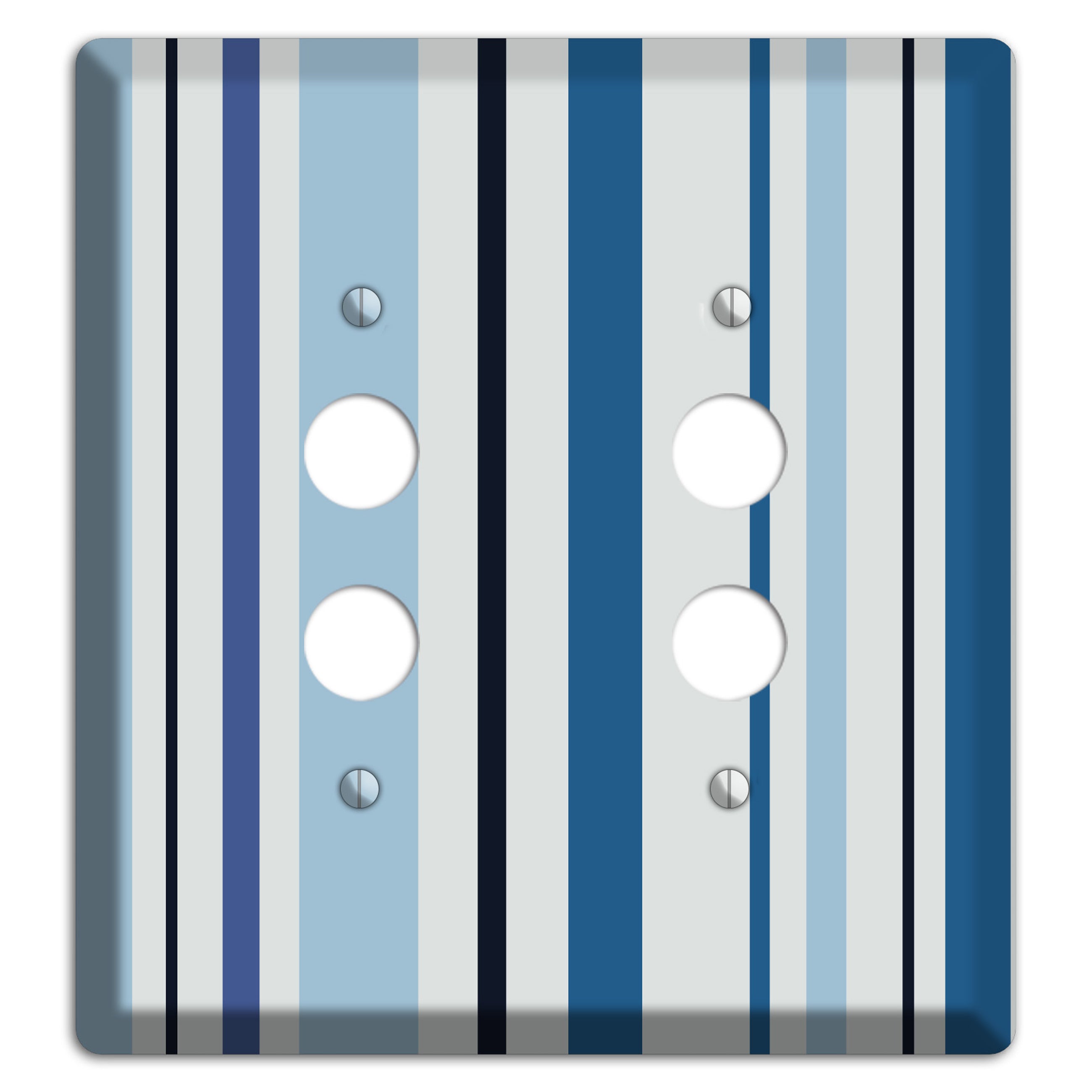 Multi White and Blue Vertical Stripe 2 Pushbutton Wallplate