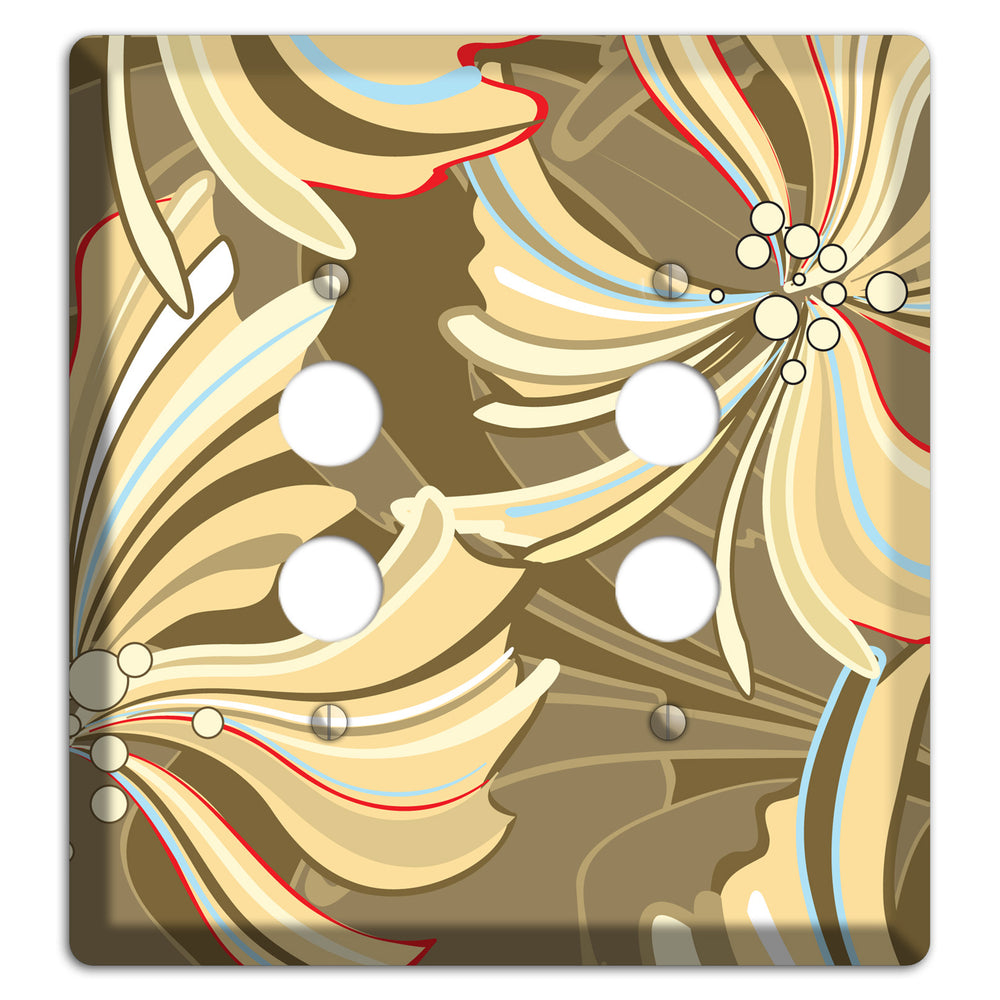 Brown Deco Blossoms 2 Pushbutton Wallplate