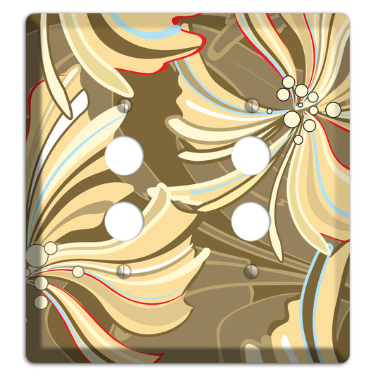 Brown Deco Blossoms 2 Pushbutton Wallplate