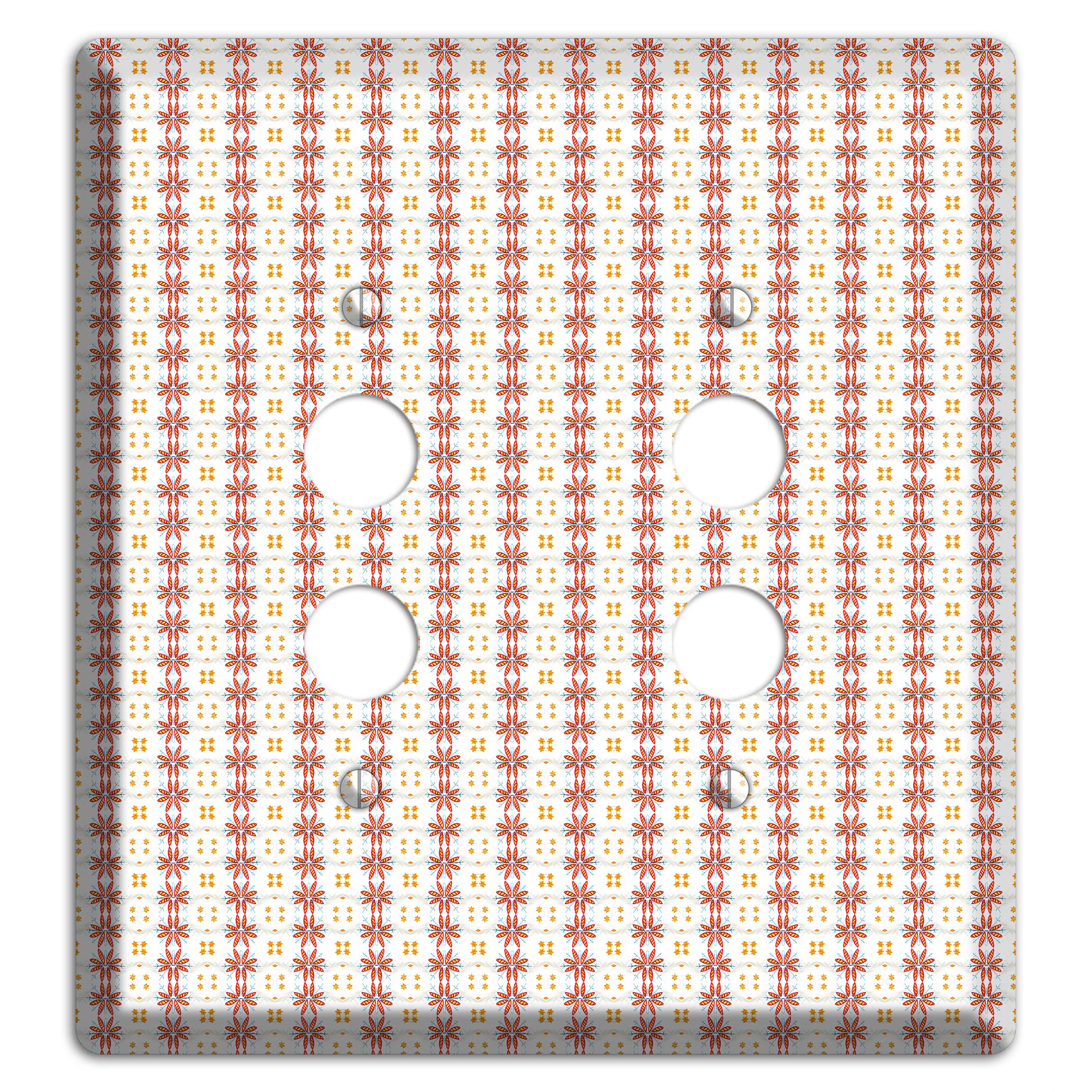 White with Red Smocking 2 Pushbutton Wallplate