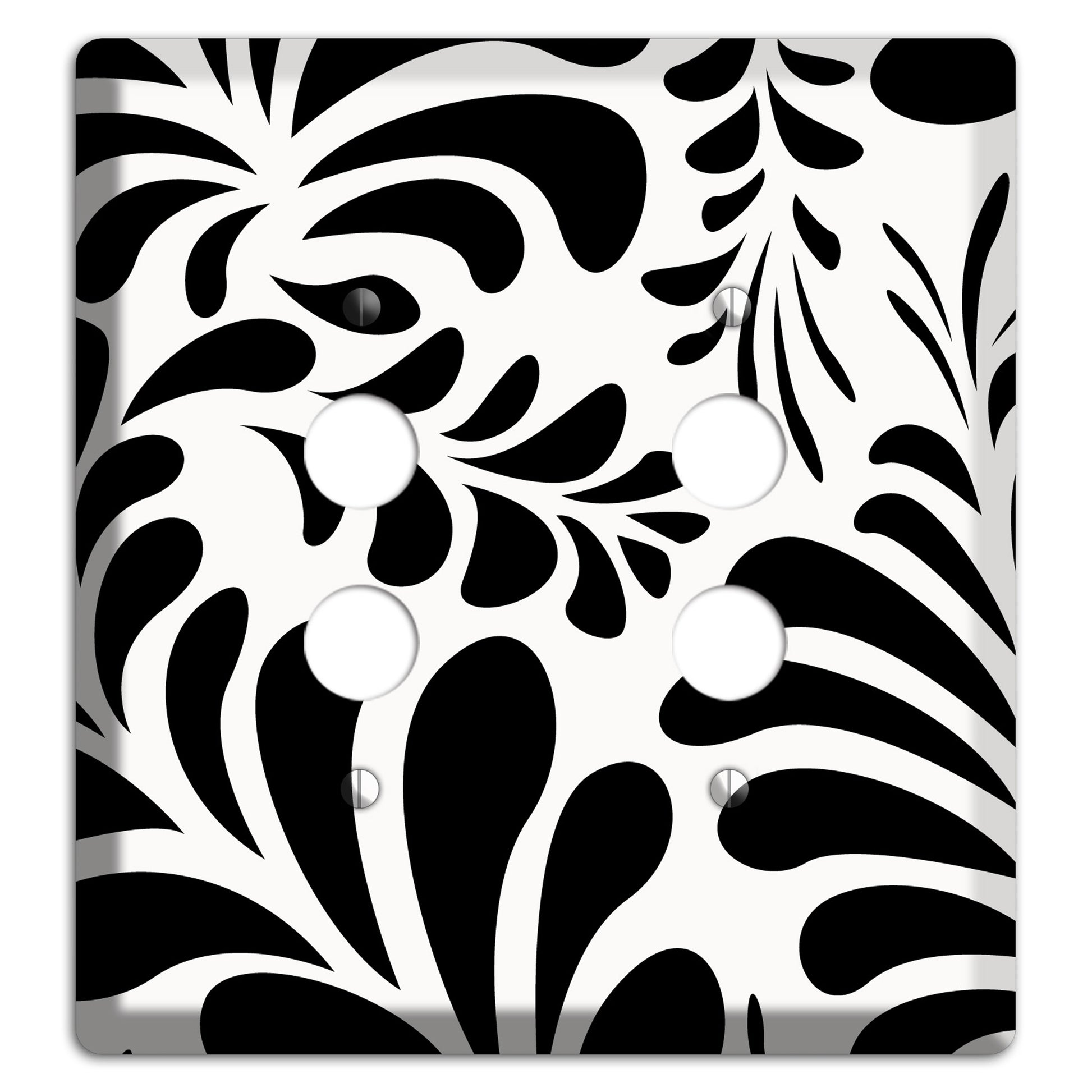 White with Black Herati 2 Pushbutton Wallplate