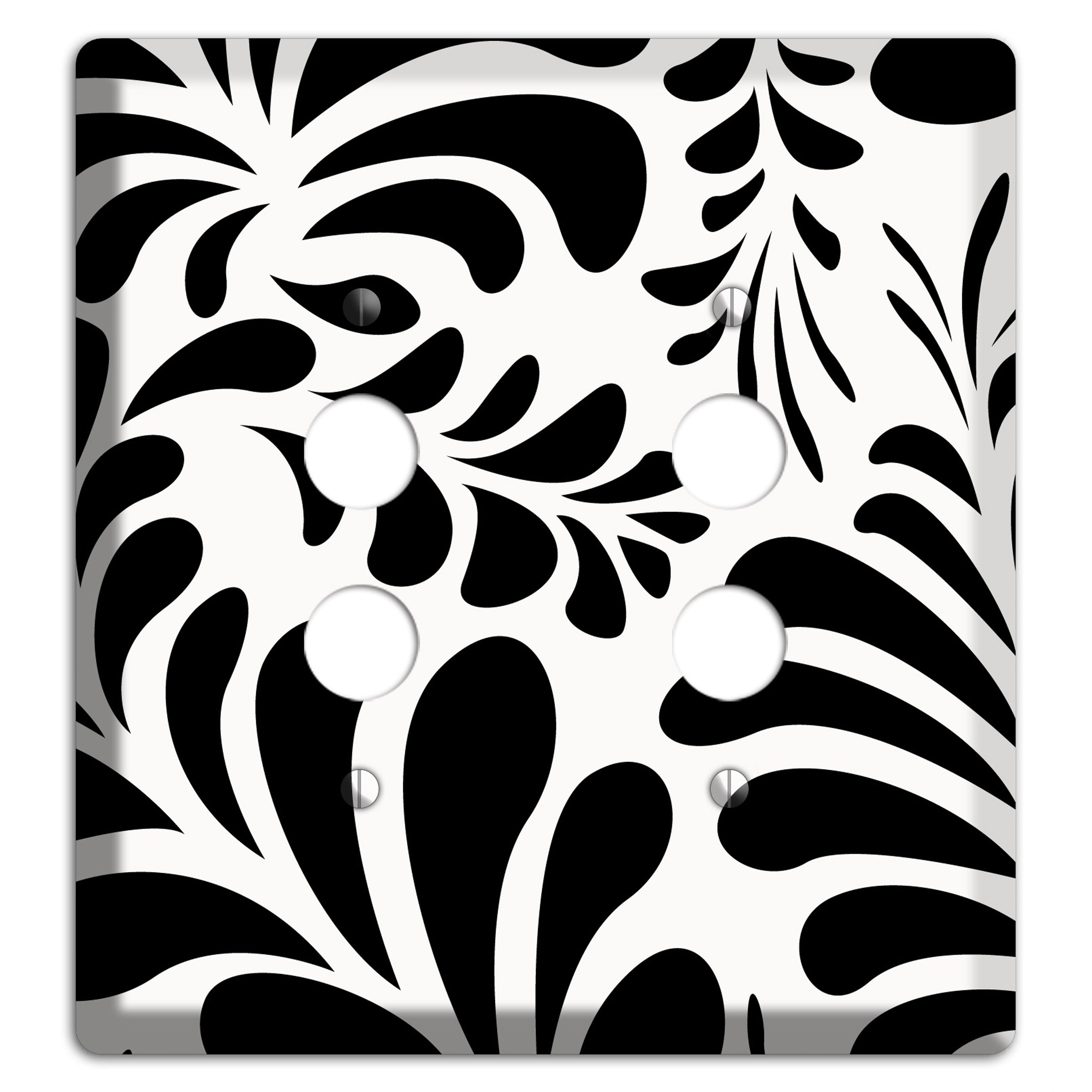 White with Black Herati 2 Pushbutton Wallplate
