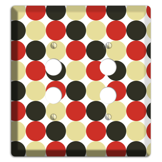 Beige Red Black Tiled Dots 2 Pushbutton Wallplate