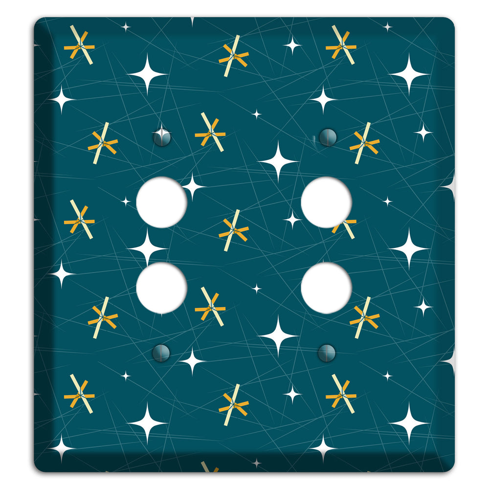 Navy Mid-Century Atomic 2 Pushbutton Wallplate