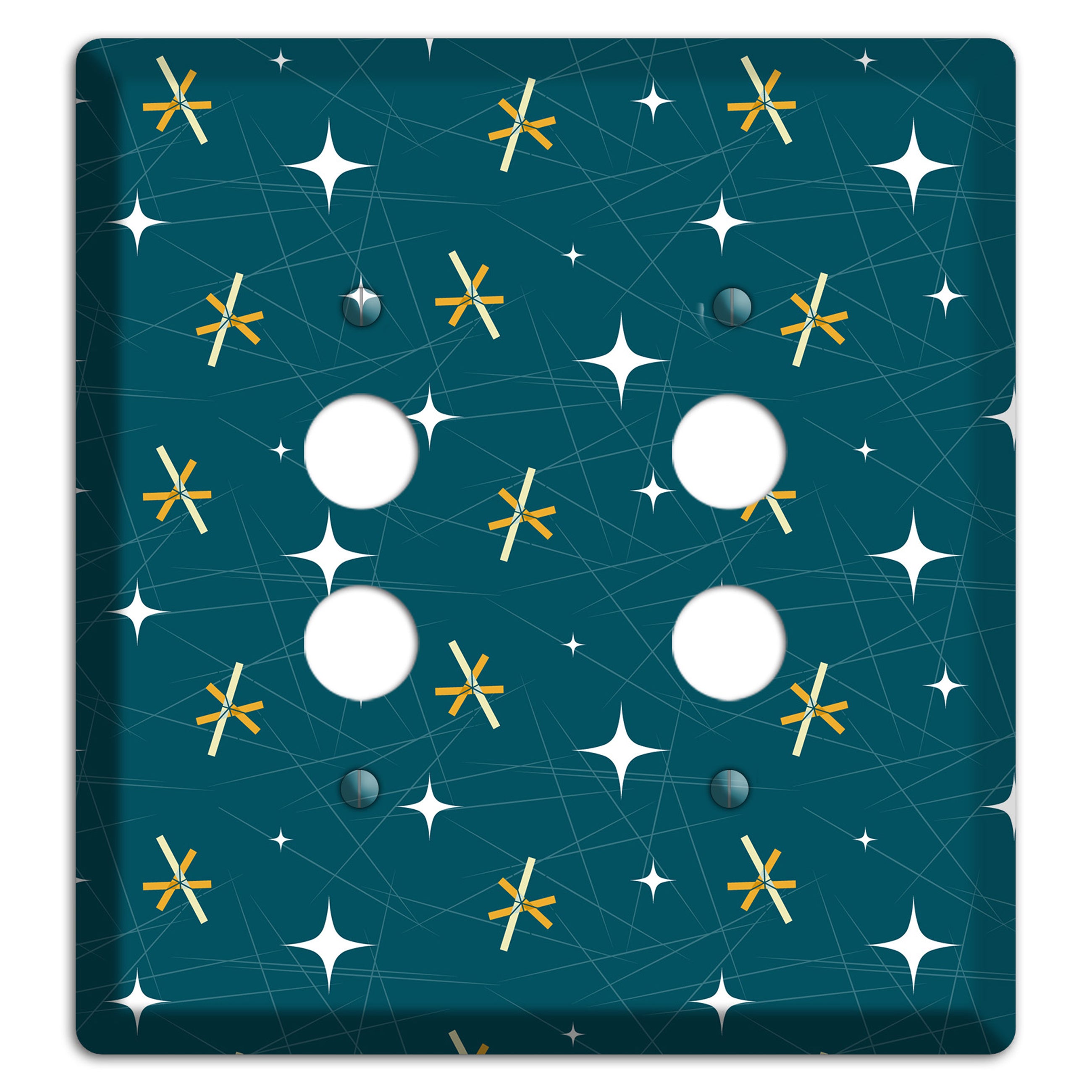Navy Mid-Century Atomic 2 Pushbutton Wallplate