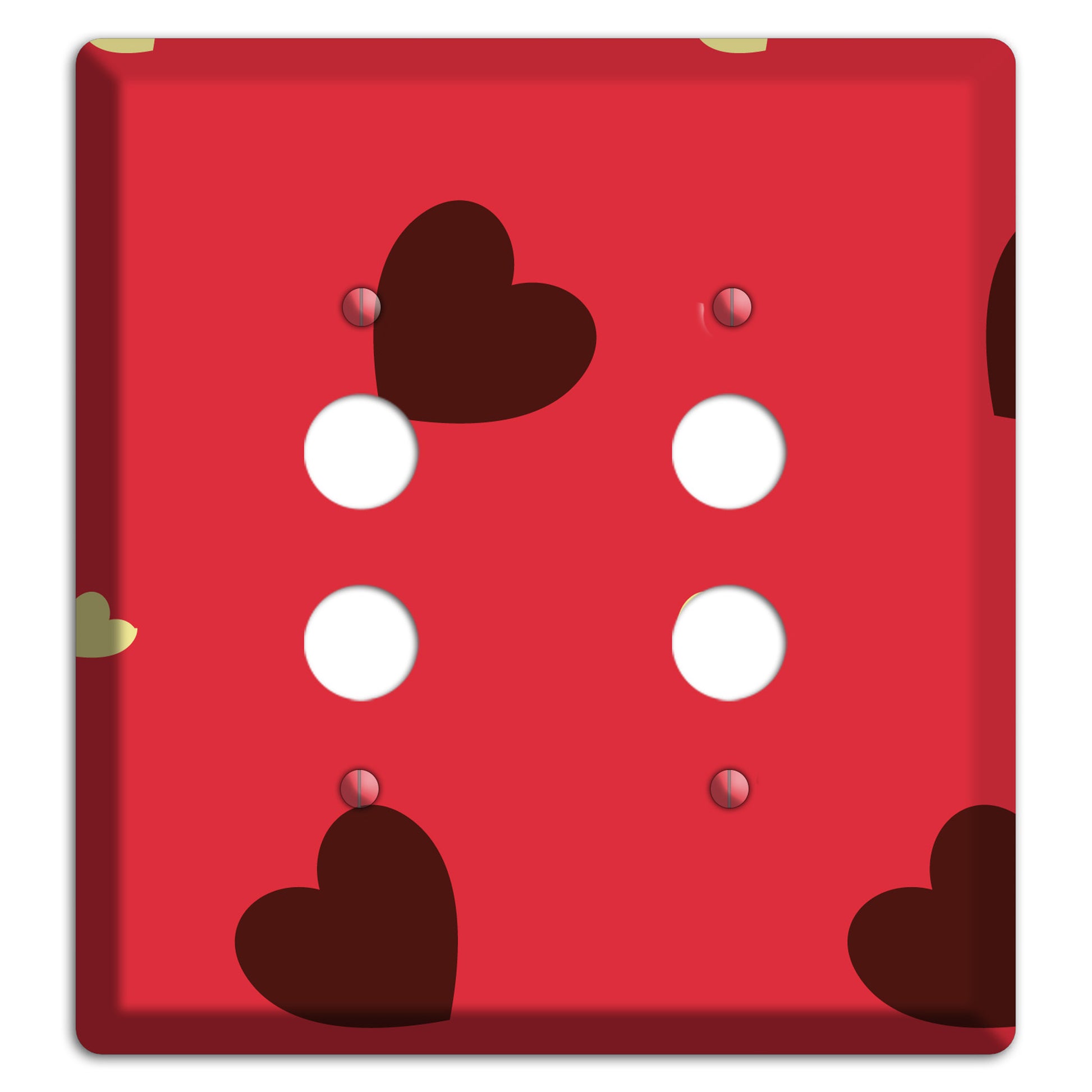 Red with Hearts 2 Pushbutton Wallplate