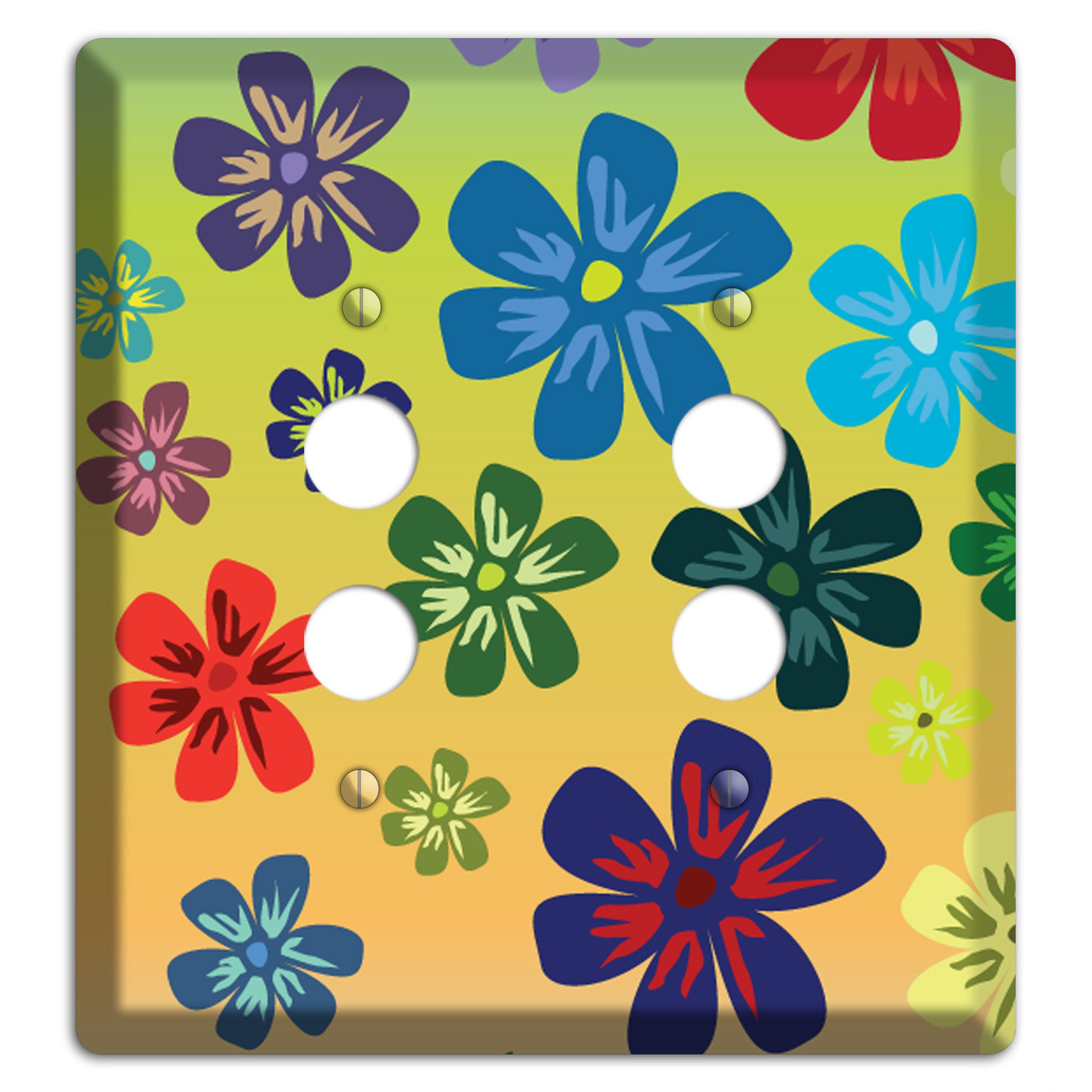 Black Flowers 2 Pushbutton Wallplate