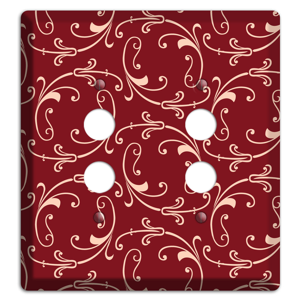 Burgundy Victorian Sprig 2 Pushbutton Wallplate