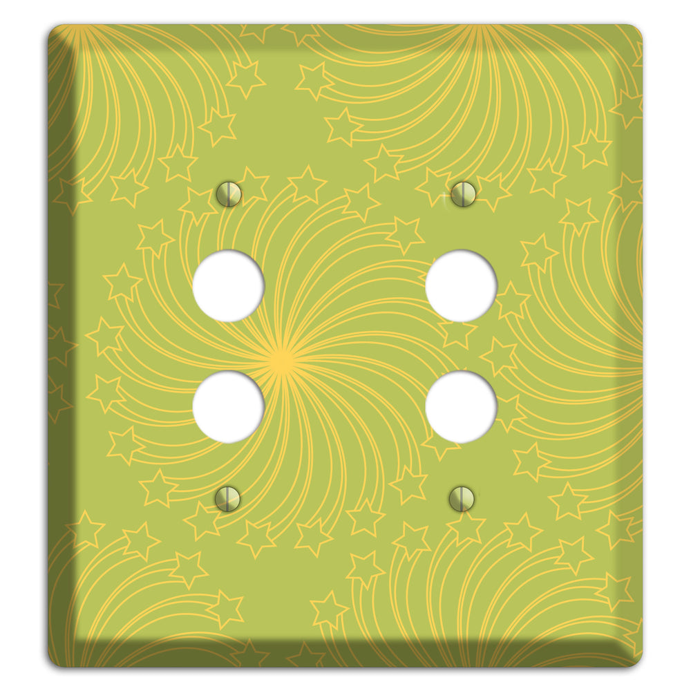 Multi Lime Star Swirl 2 Pushbutton Wallplate