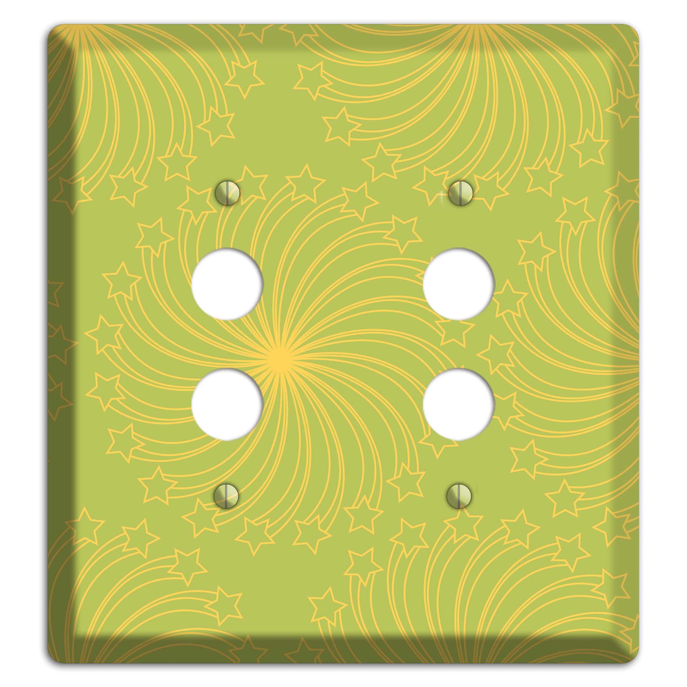 Multi Lime Star Swirl 2 Pushbutton Wallplate