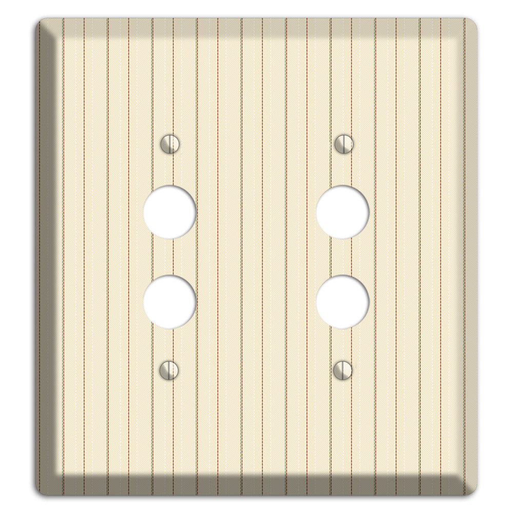 Off White Pinstripe 2 Pushbutton Wallplate