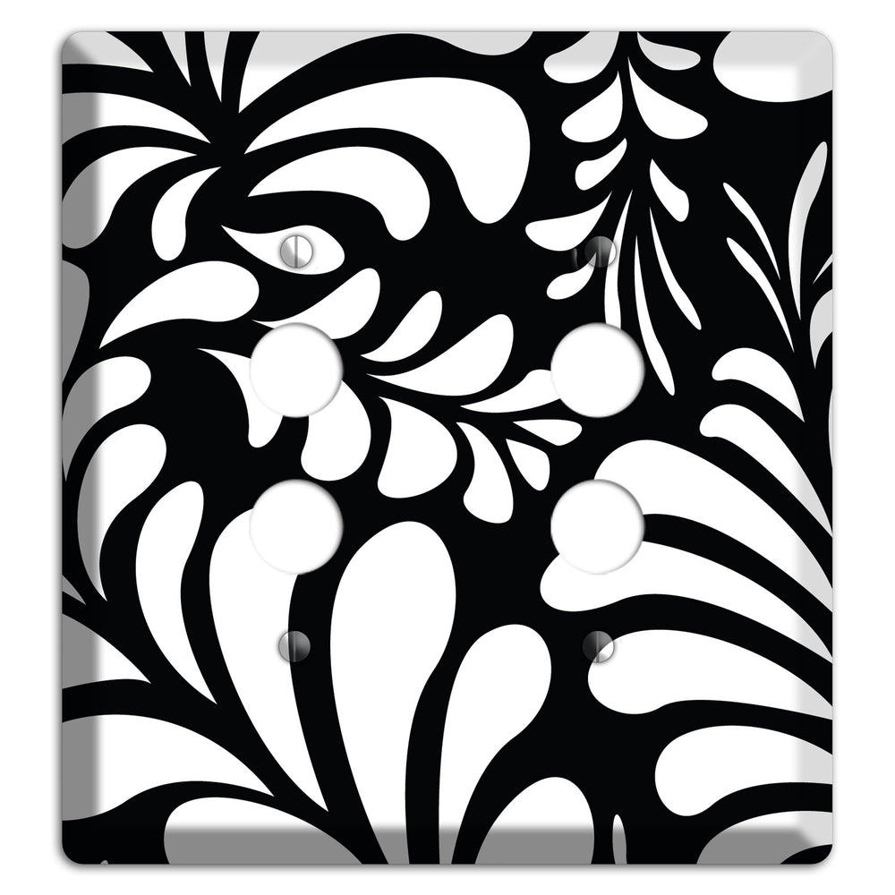 Black with White Herati 2 Pushbutton Wallplate