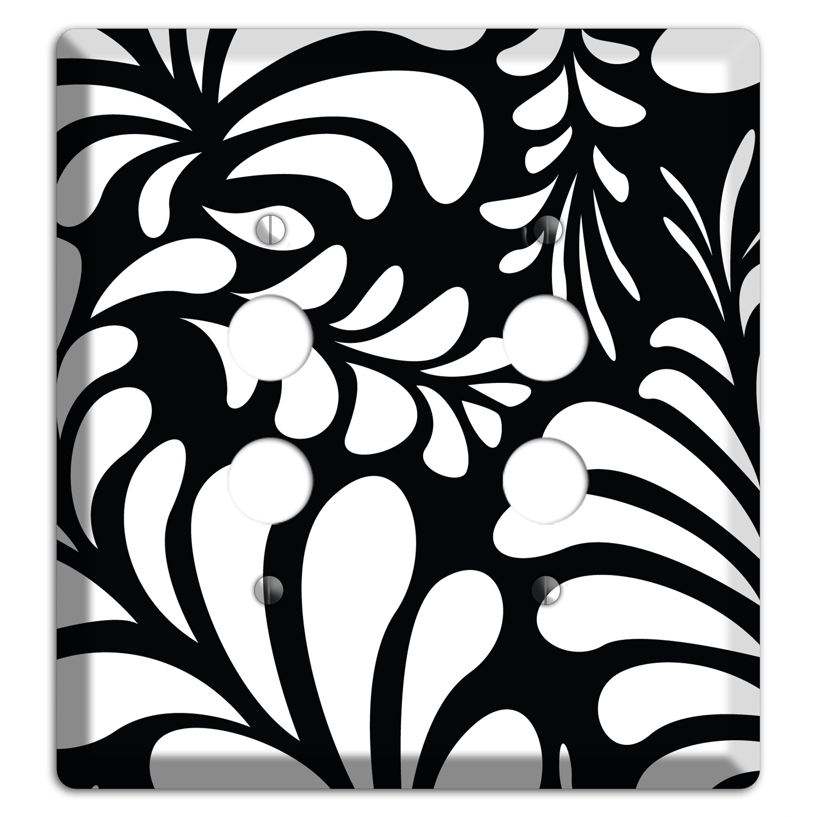 Black with White Herati 2 Pushbutton Wallplate