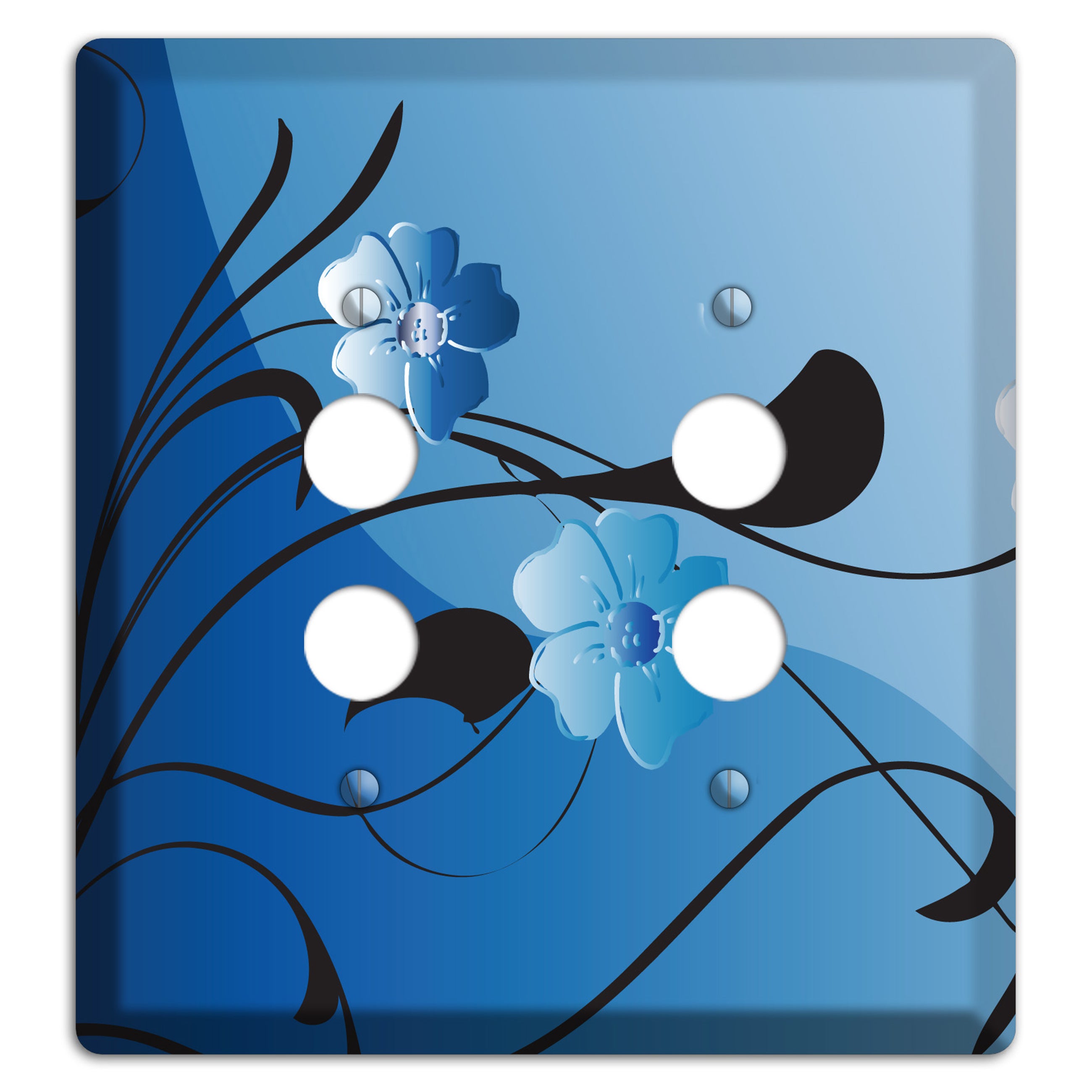 Blue Floral Sprig 2 Pushbutton Wallplate