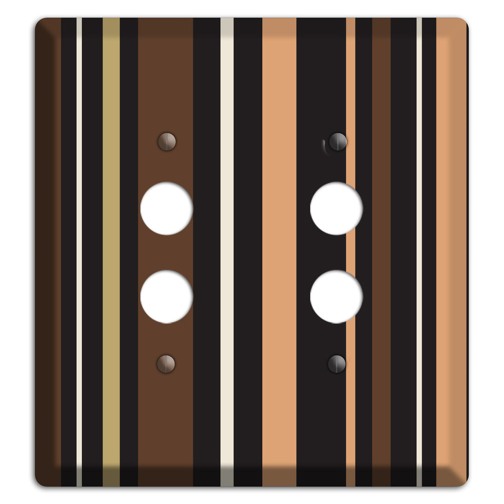 Multi Brown and Coral Vertical Stripe 2 Pushbutton Wallplate
