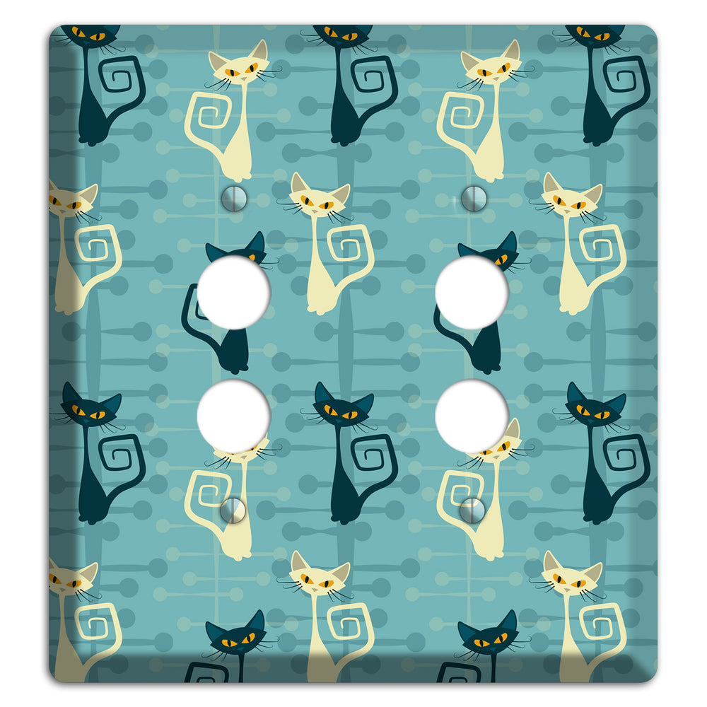 Black and Yellow Kitties 2 Pushbutton Wallplate