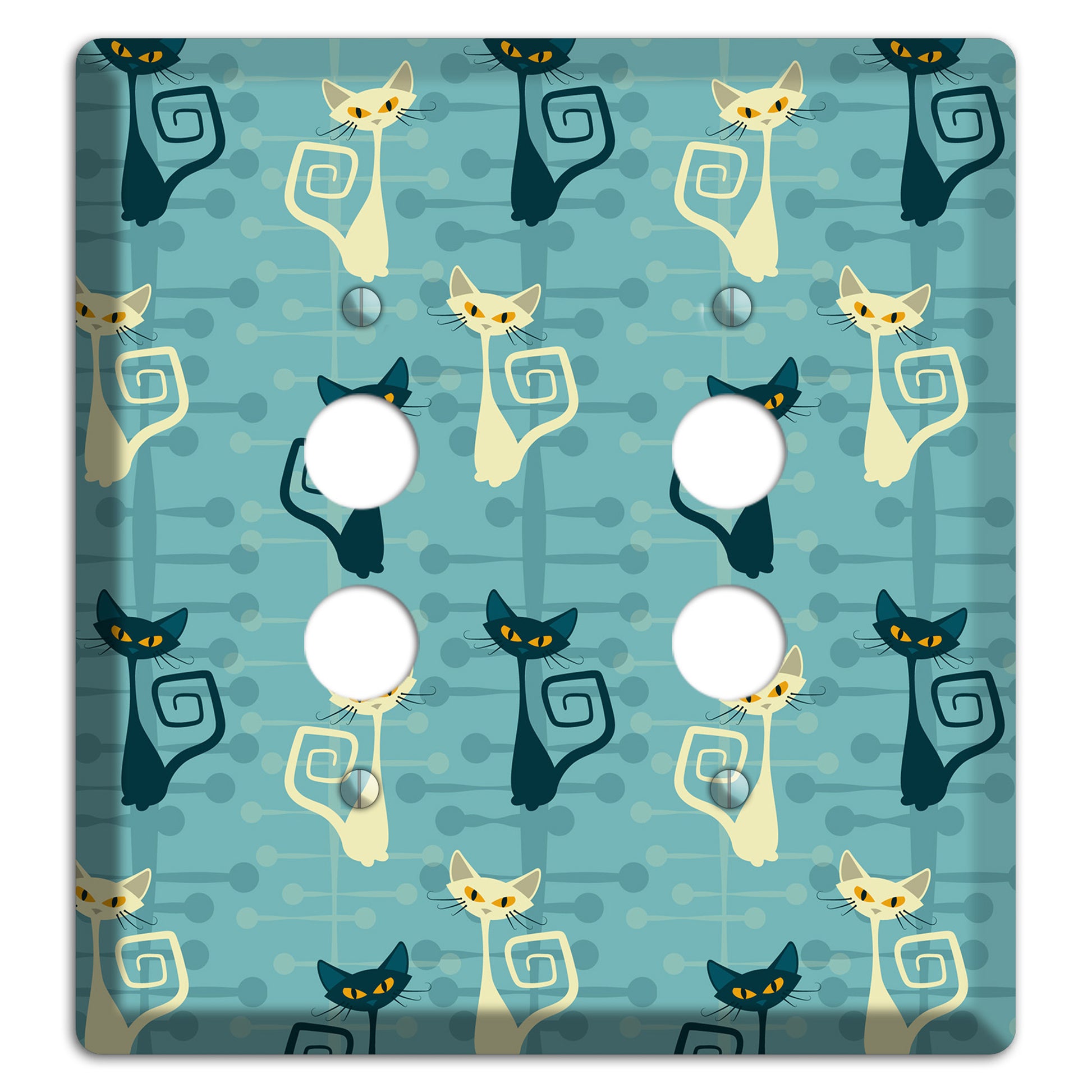 Black and Yellow Kitties 2 Pushbutton Wallplate