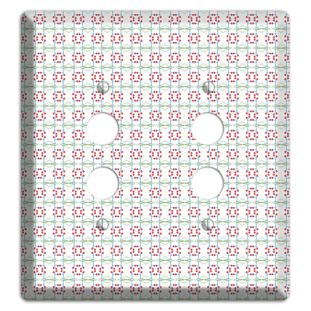 White with Red and Green Tapestry 2 Pushbutton Wallplate