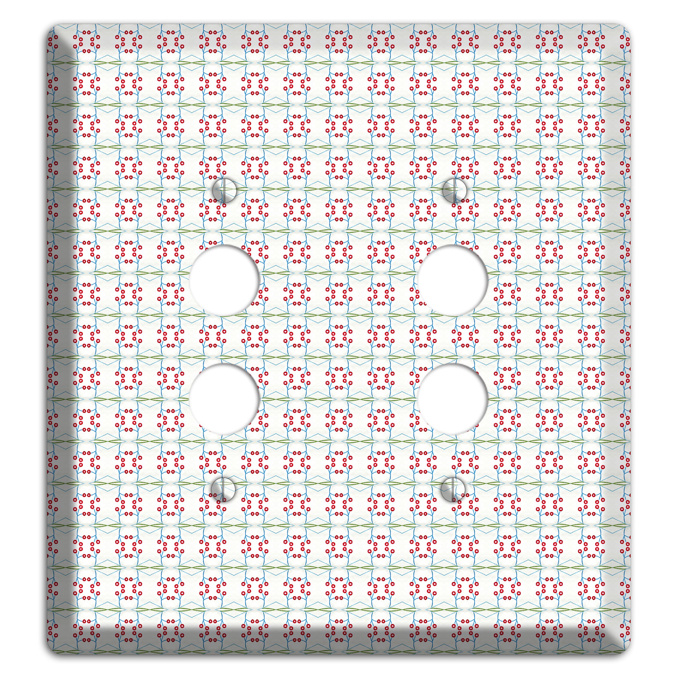 White with Red and Green Tapestry 2 Pushbutton Wallplate