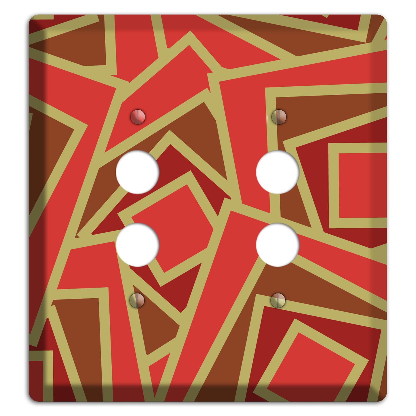 Red and Brown Retro Cubist 2 Pushbutton Wallplate