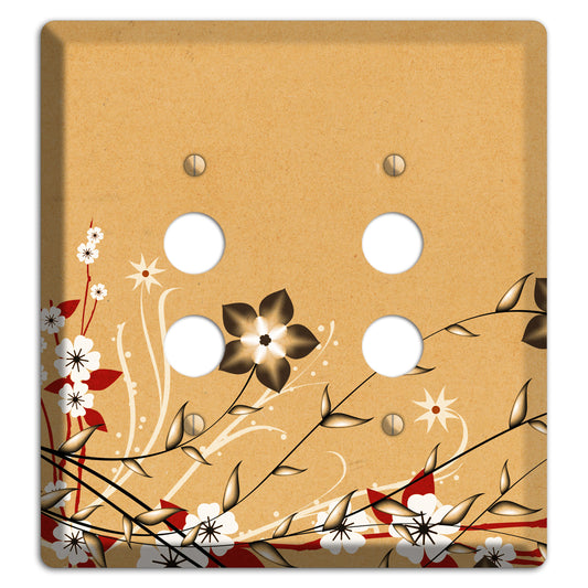 Delicate Red Flowers 2 2 Pushbutton Wallplate