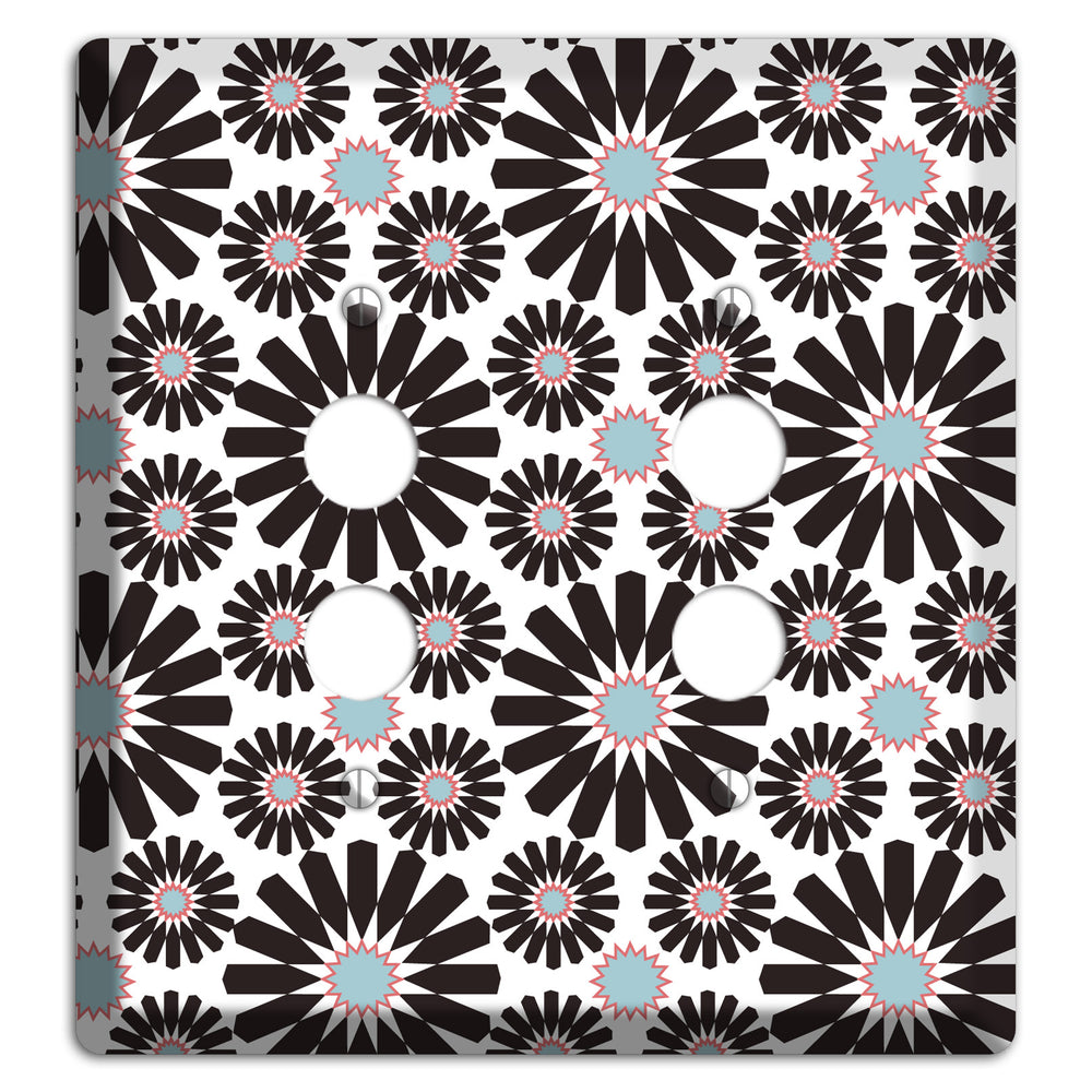 Dusty Blue Maroon Scandinavian Floral 2 2 Pushbutton Wallplate