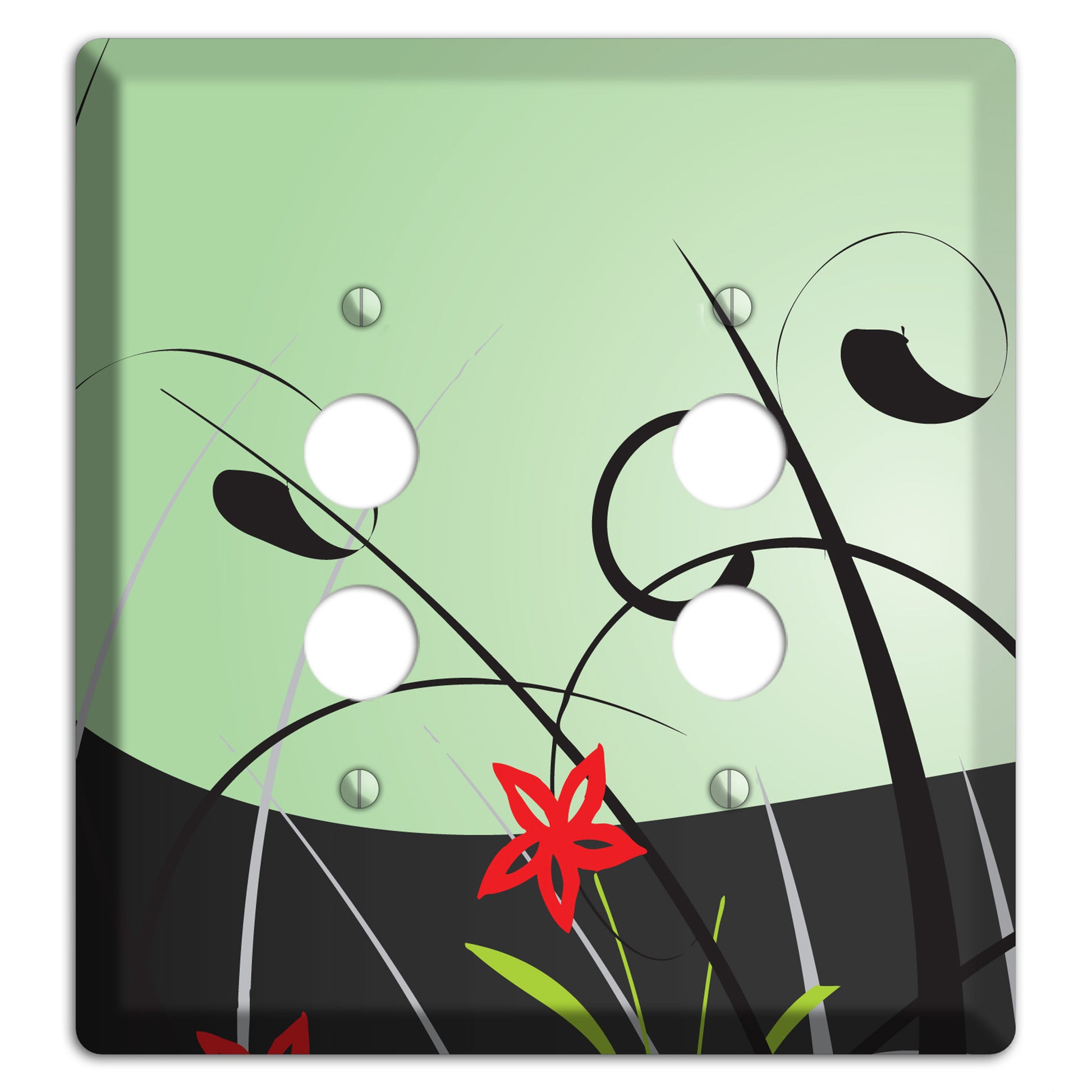 Mint Green Floral Sprig 2 Pushbutton Wallplate