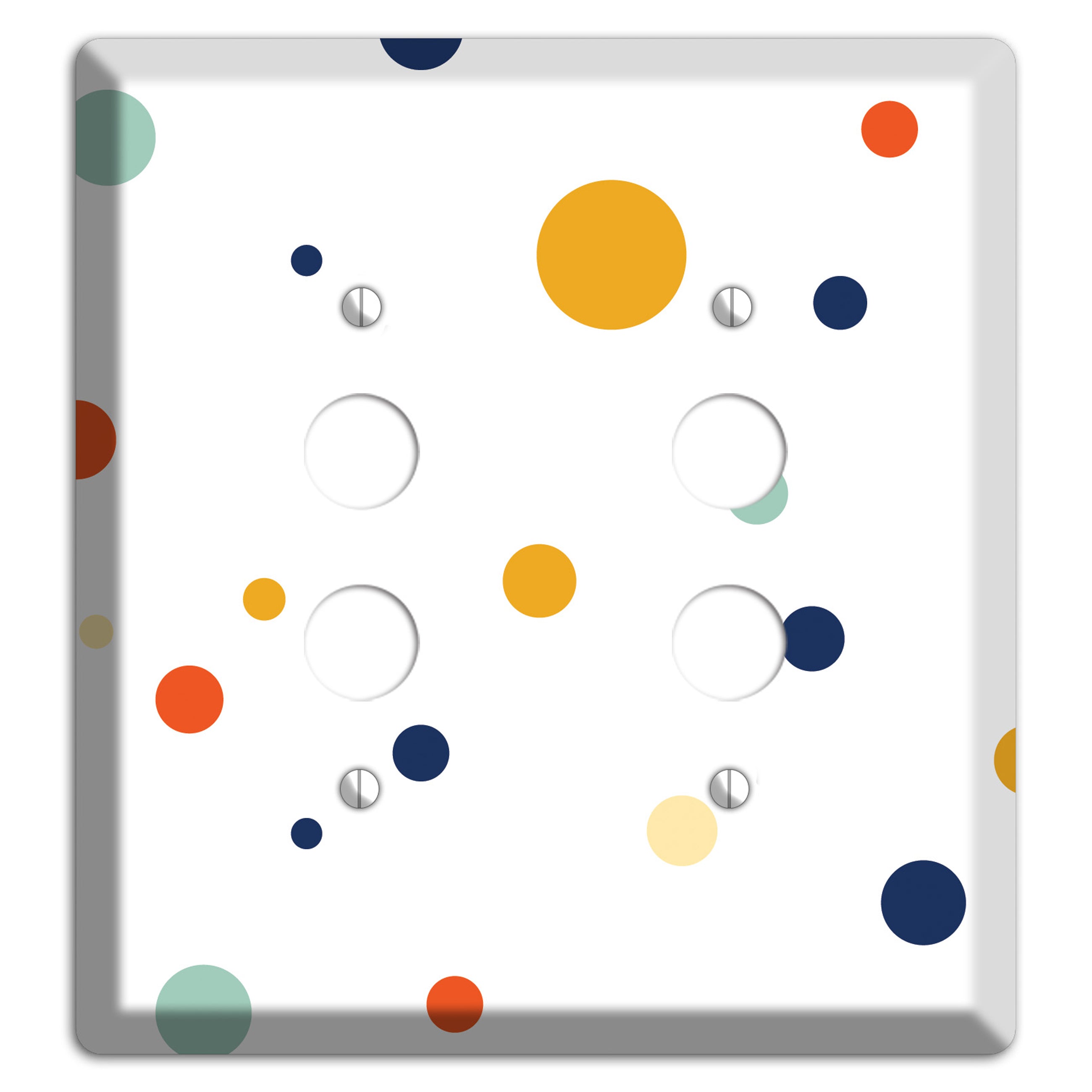 White with Multi Umber and Sage Medium Dots 2 Pushbutton Wallplate