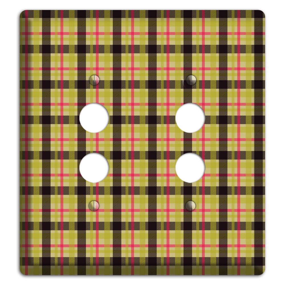 Yellow Black Red Plaid 2 Pushbutton Wallplate