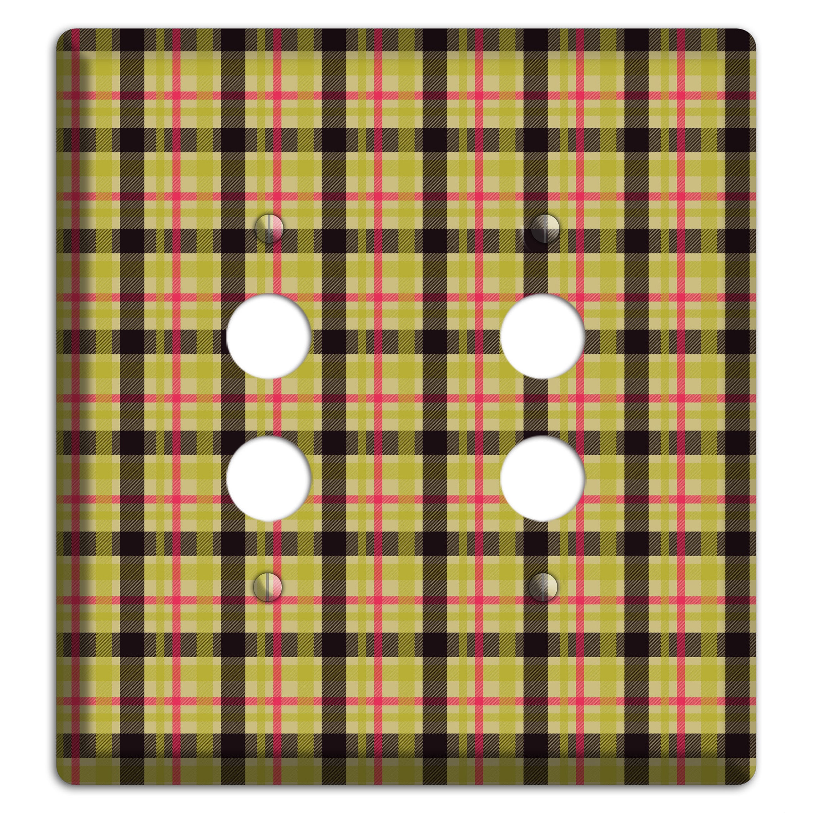 Yellow Black Red Plaid 2 Pushbutton Wallplate