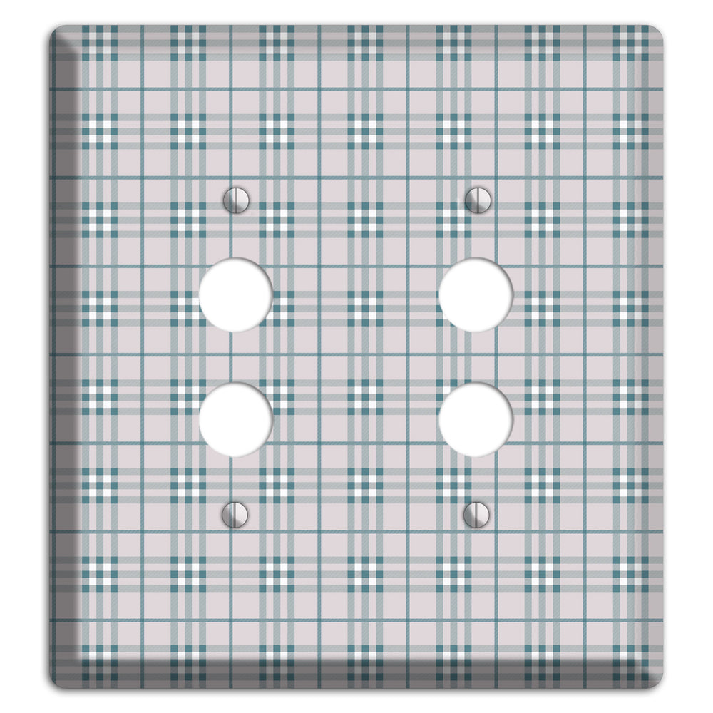 Multi Grey Plaid 2 Pushbutton Wallplate