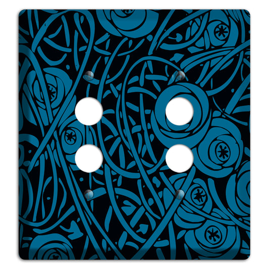 Black and Blue Deco Floral 2 Pushbutton Wallplate