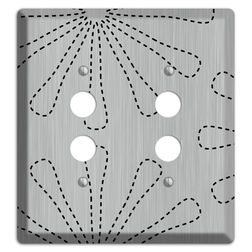 Retro Stipple Floral Stainless Steel 2 Pushbutton Wallplate