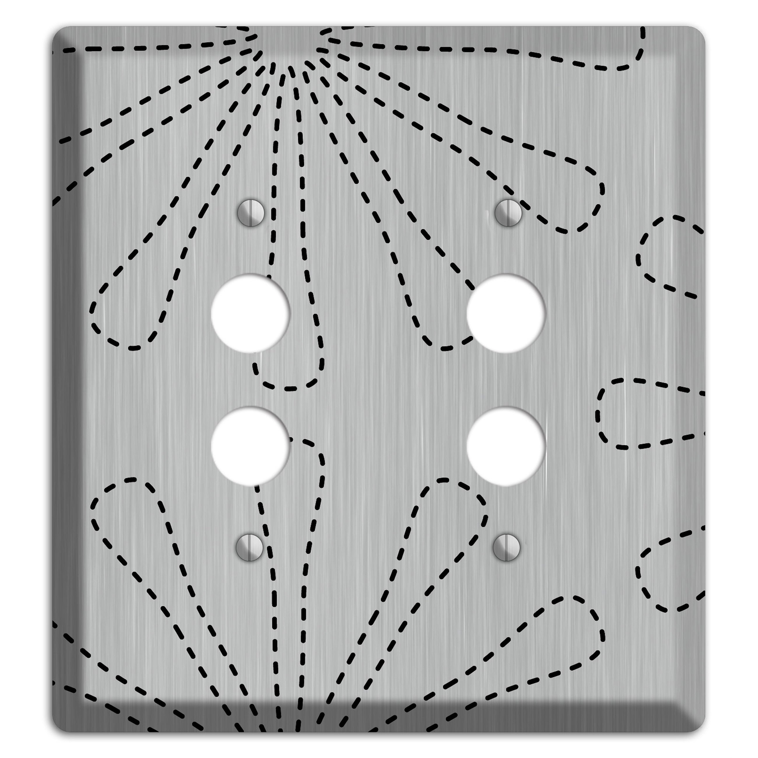 Retro Stipple Floral  Stainless 2 Pushbutton Wallplate