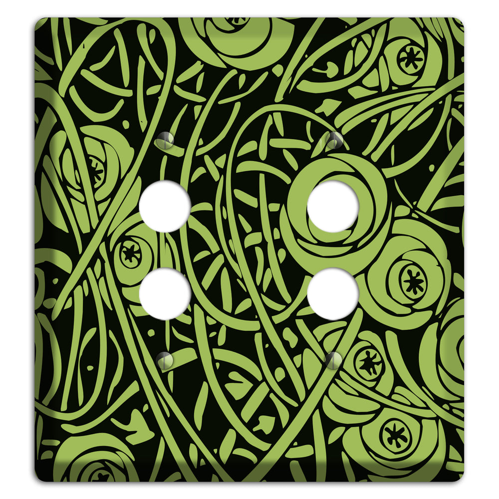Green Deco Floral 2 Pushbutton Wallplate