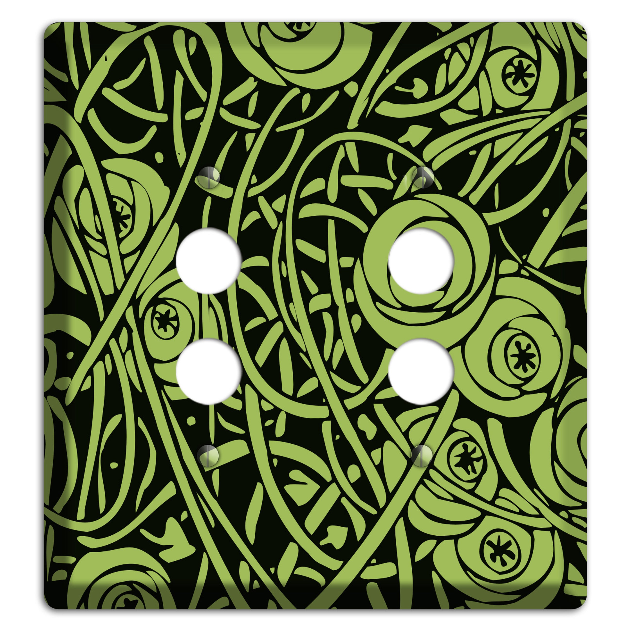 Green Deco Floral 2 Pushbutton Wallplate