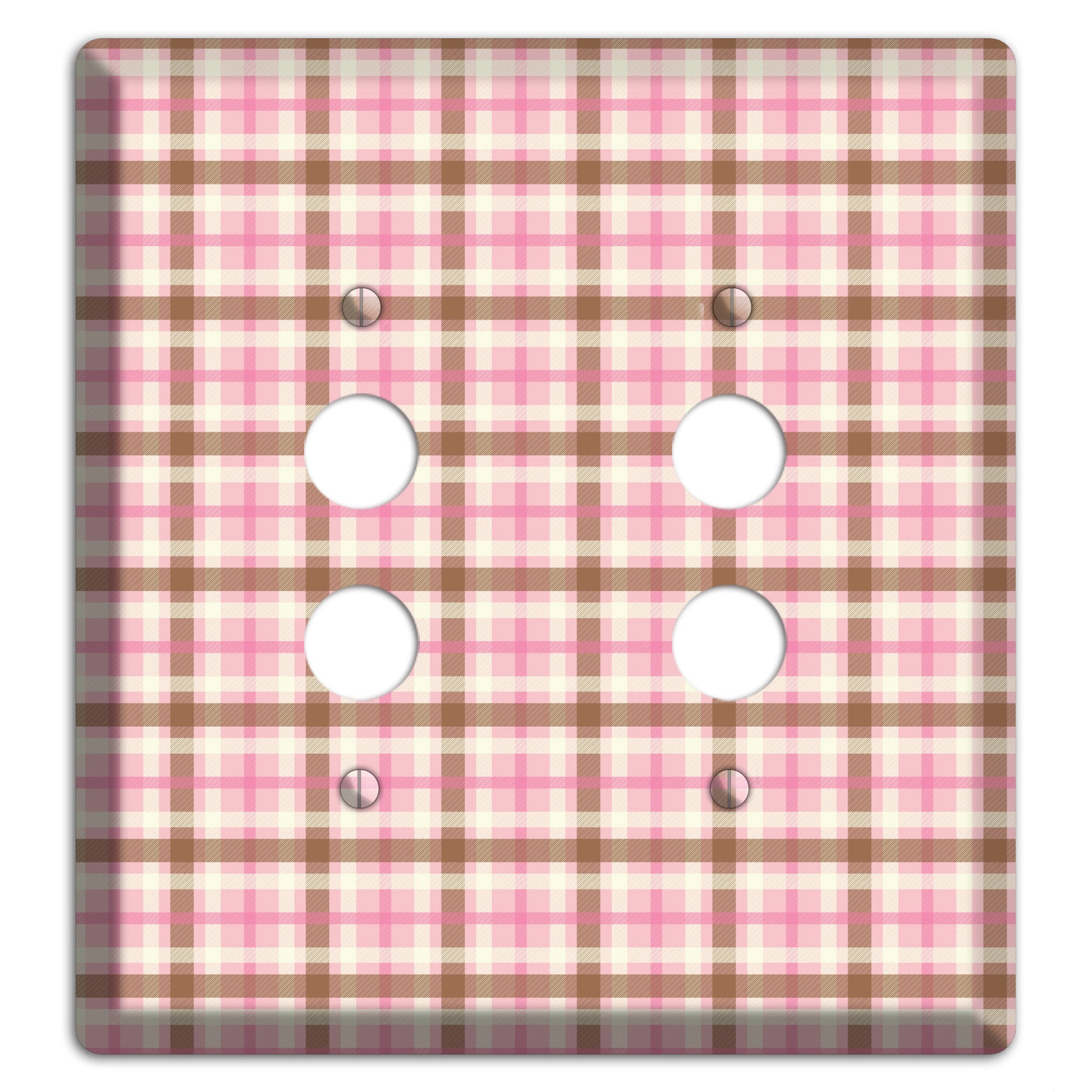 Pink and Brown Plaid 2 Pushbutton Wallplate