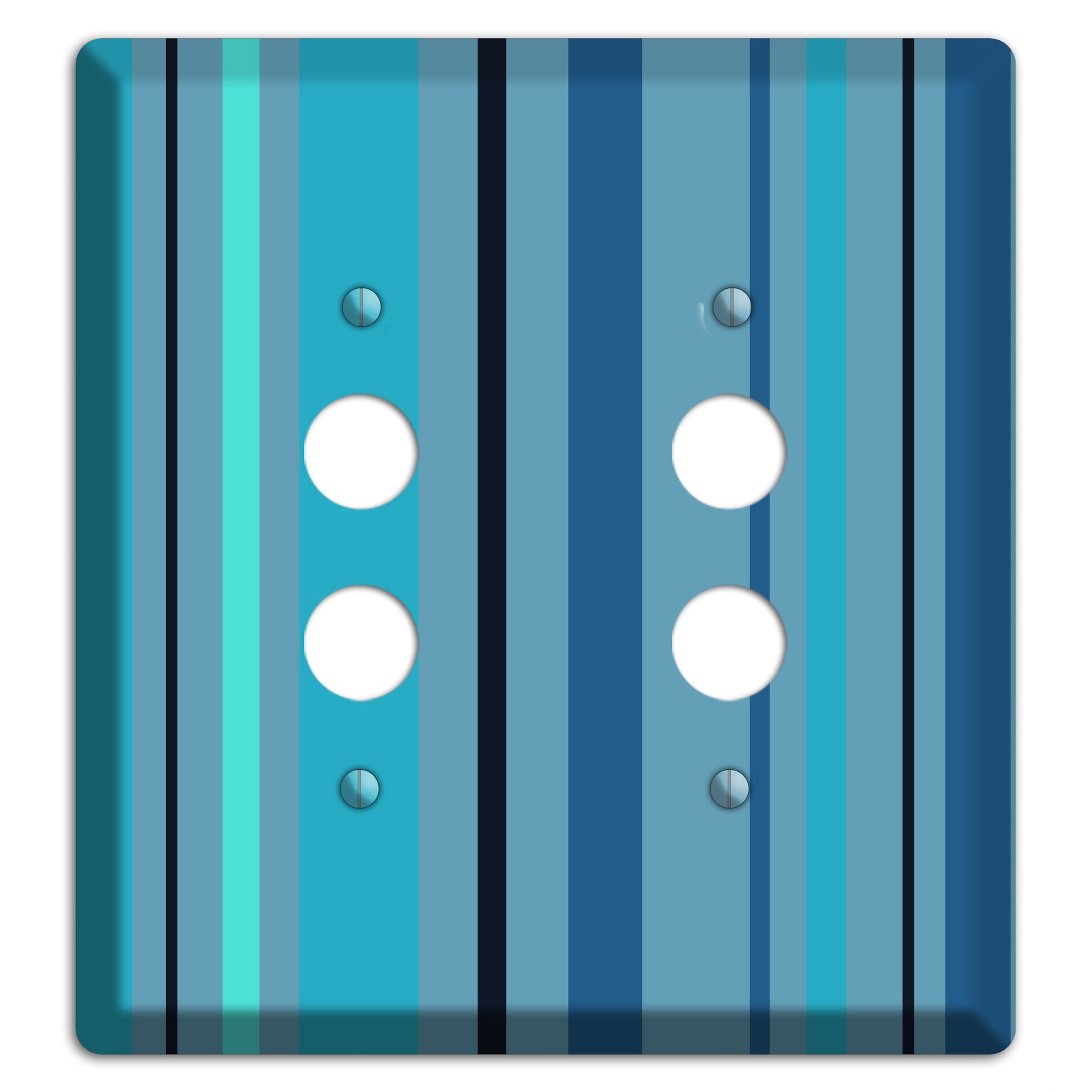 Multi Turquoise Vertical Stripe 2 Pushbutton Wallplate