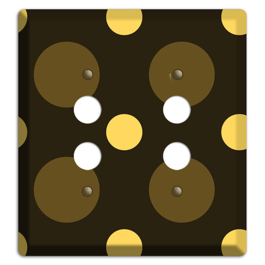 Brown with Brown and Yellow Multi Medium Polka Dots 2 Pushbutton Wallplate