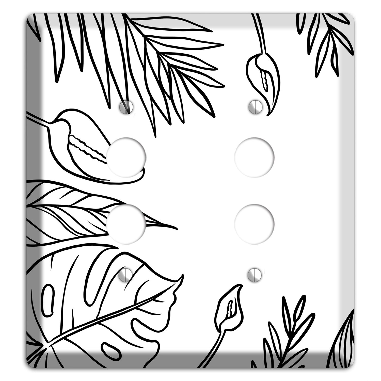 Hand-Drawn Leaves 1 2 Pushbutton Wallplate