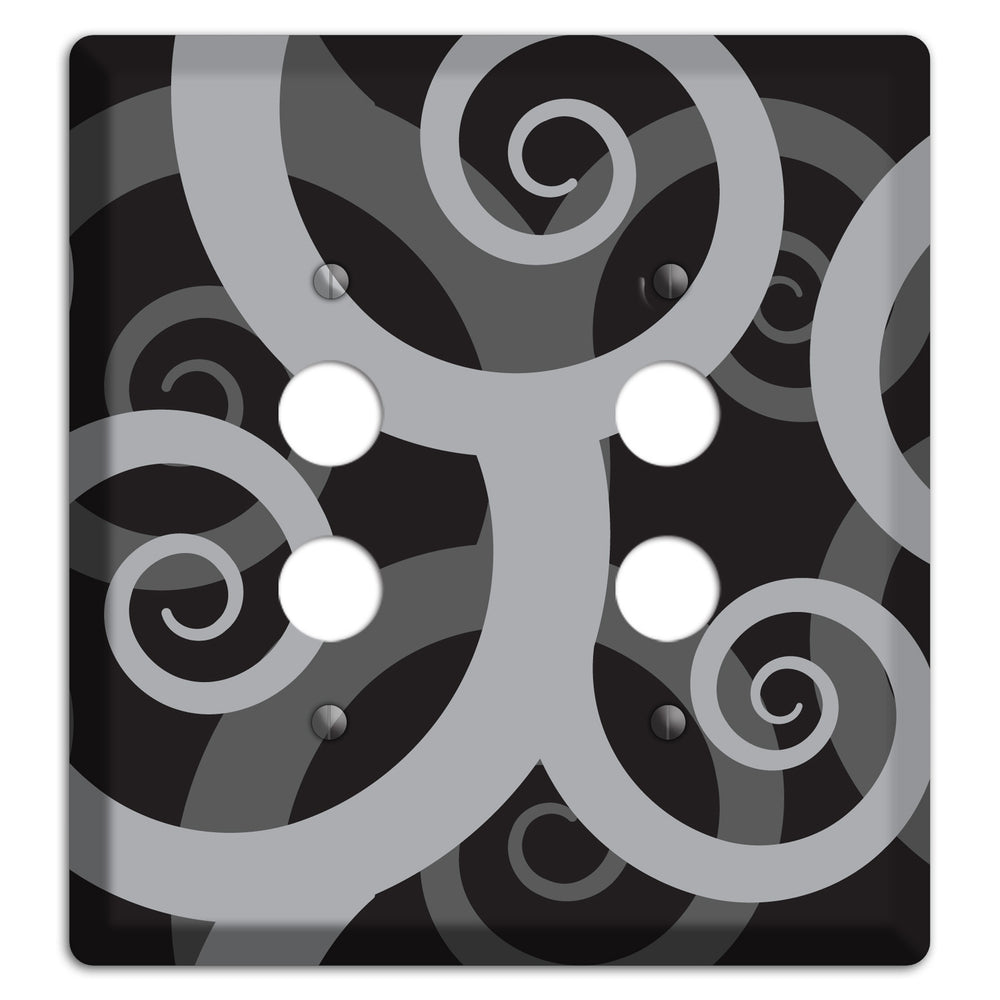Black with Grey Large Swirl 2 Pushbutton Wallplate