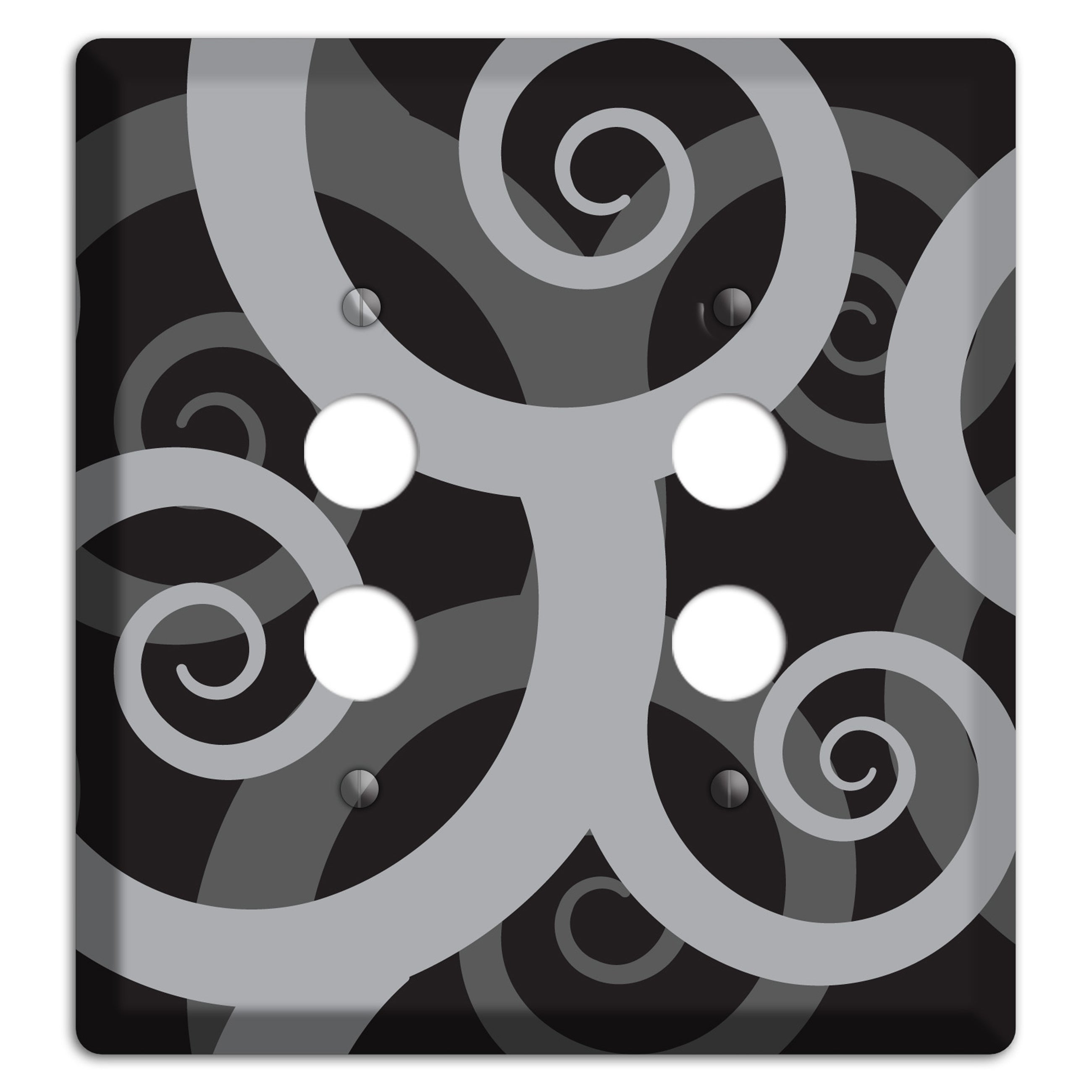 Black with Grey Large Swirl 2 Pushbutton Wallplate
