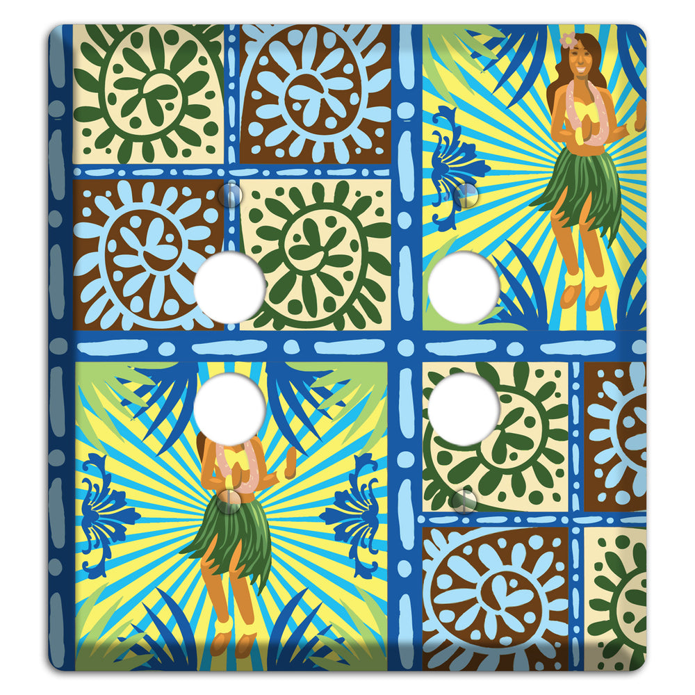 Blue and Green Hula 2 Pushbutton Wallplate