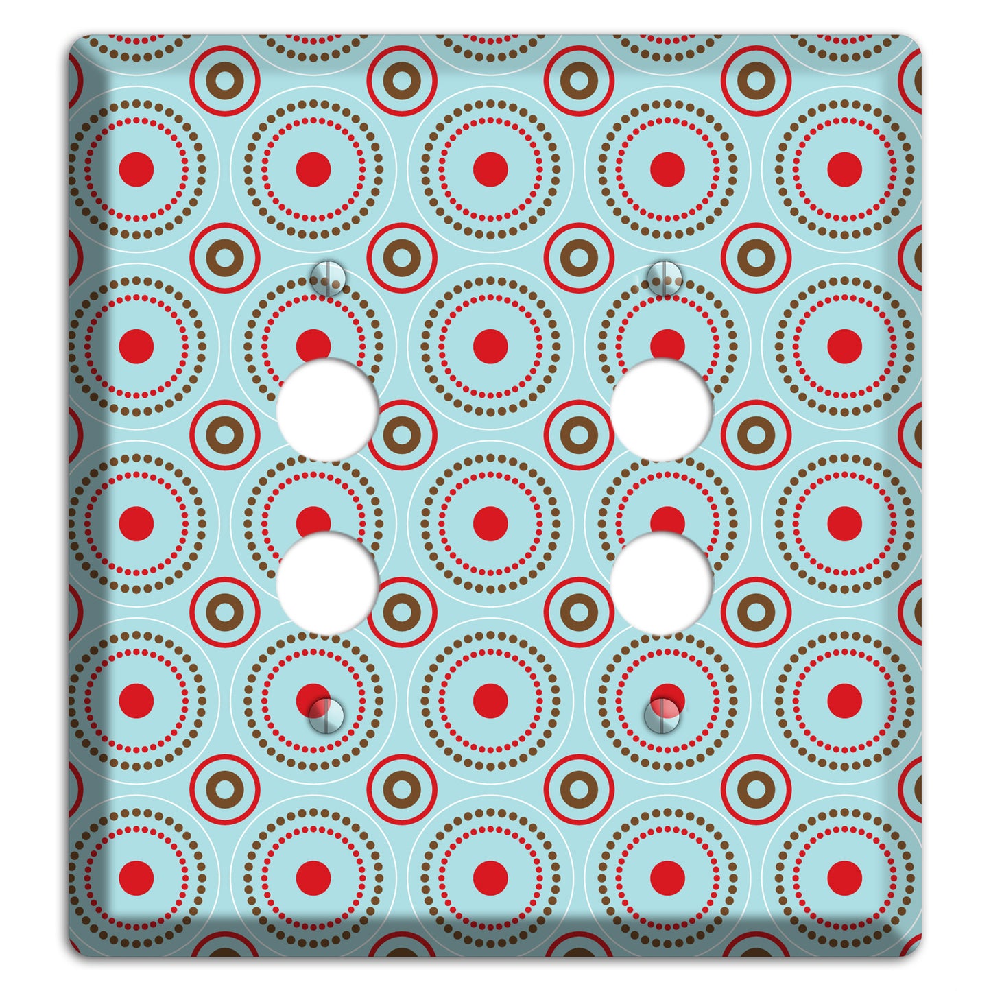 Dusty Blue with Red and Brown Retro Suzani 2 Pushbutton Wallplate